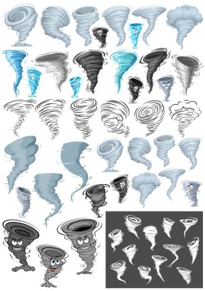 Cartoon Tornado and Twister Vector Icons Set Free Vector