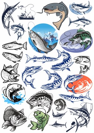 Fishing and Game Fish Vector Collection Free Vector