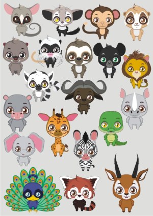 Cute Cartoon Wild Animals Vector Collection Free Vector