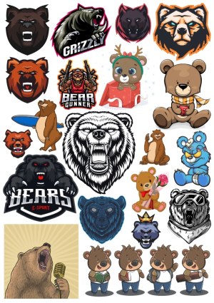 Collection of Bear-Themed Cartoon and Mascot Vector Illustrations Free Vector