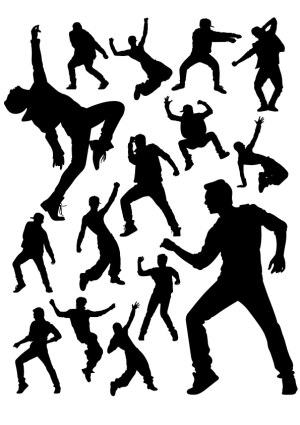 Hip Hop Dance Silhouettes Collection Free Vector