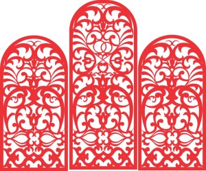 Red Ornamental Arch Window Grill Vector Free Vector