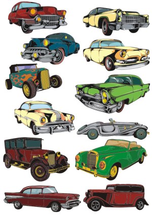 Vintage and Classic Cars Vector Collection Free Vector