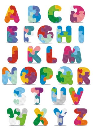 Colorful Puzzle Piece Alphabet Vector Set Free Vector