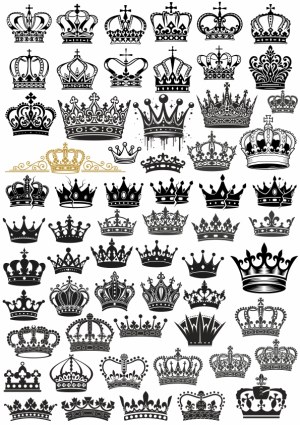 Collection of Various Crown Vector Silhouettes and Designs Free Vector