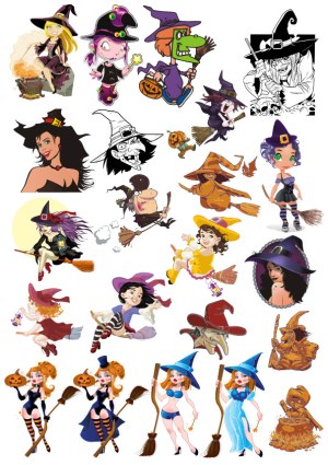 Collection of Cartoon Witch Characters in Various Styles Free Vector