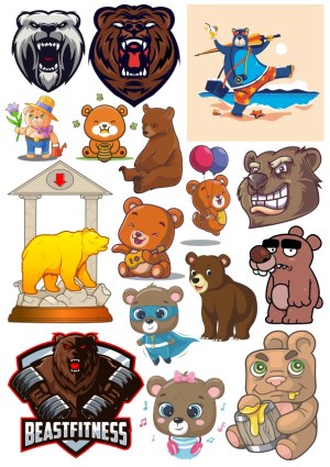 Collection of Cartoon and Realistic Bear Vector Illustrations Free Vector