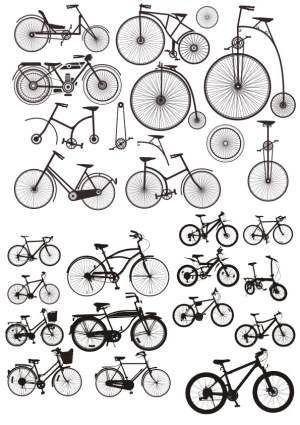 Collection of Various Bicycle Silhouettes and Designs Free Vector