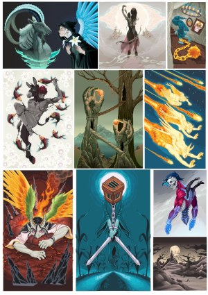 Fantasy and Mythical Creature Illustrations Collection Free Vector