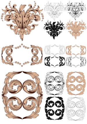 Set of Vintage Botanical Ornamental Flourishes and Decorative Frames Free Vector