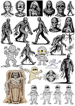 Vector Mummy Characters and Illustrations Collection Free Vector