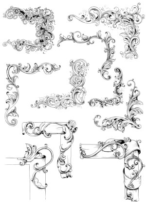 Ornate Vintage Corner Flourishes Vector Set Free Vector