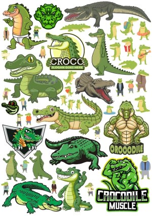 Crocodile Cartoon and Mascot Vector Collection Free Vector