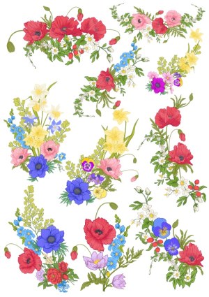 Colorful Floral Bouquet Vector Set Free Vector