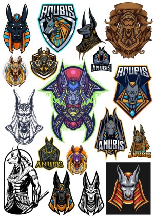 Collection of Anubis Egyptian God Vector Illustrations Free Vector