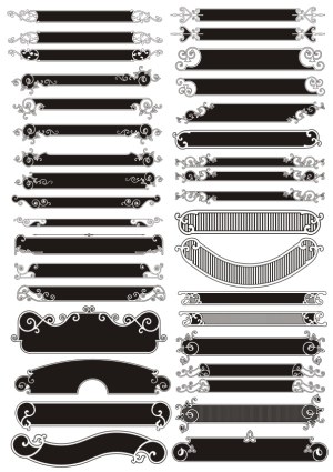 Set of Decorative Vintage Black Nameplates and Banners Free Vector
