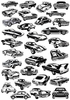 Classic Vintage Car Vector Collection Free Vector