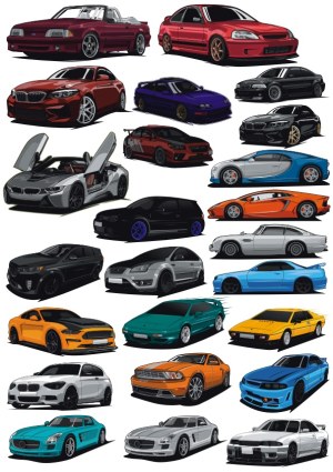 Collection of Detailed Vector Sports and Luxury Cars Free Vector