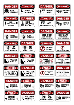 Set of Danger Warning Signs for Workplace Hazards Free Vector
