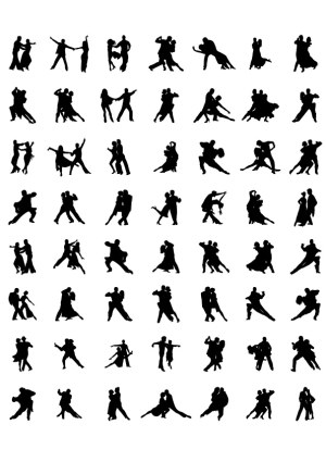 Silhouettes of Dancing Couples in Various Poses Free Vector