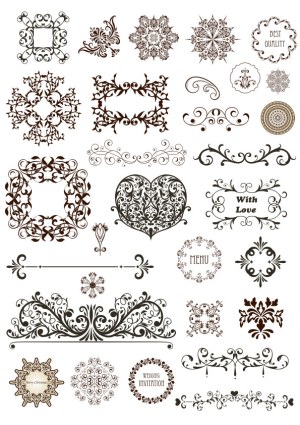 Vintage Floral Ornaments and Decorative Frames Collection Free Vector