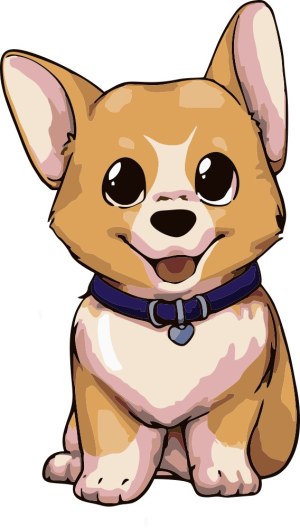 Cute Cartoon Corgi Dog with Blue Collar Vector Free Vector