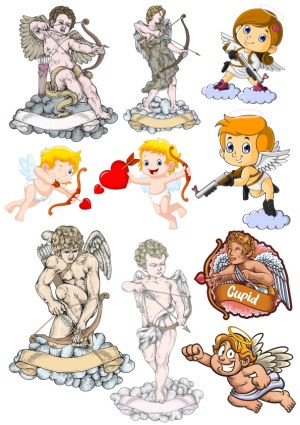 Collection of Cupid and Cherub Vector Illustrations Free Vector
