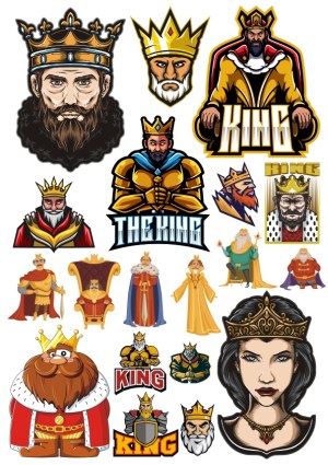 Collection of King and Royalty Vector Illustrations Free Vector