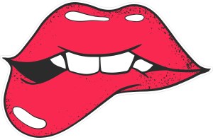 Red Lips Biting Lip Vector Illustration Free Vector
