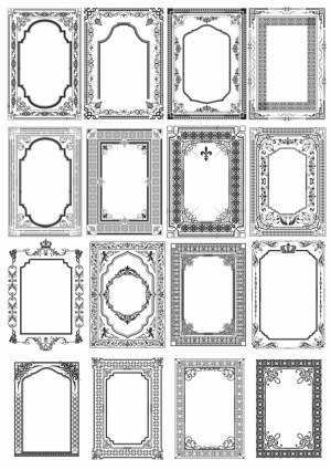 Set of 16 Ornate Vintage Decorative Frames and Borders Free Vector