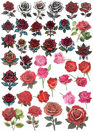 Assorted Rose Flower Vector Illustrations Collection Free Vector