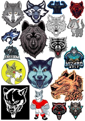 Wolf and Bear Mascot and Emblem Vector Set Free Vector