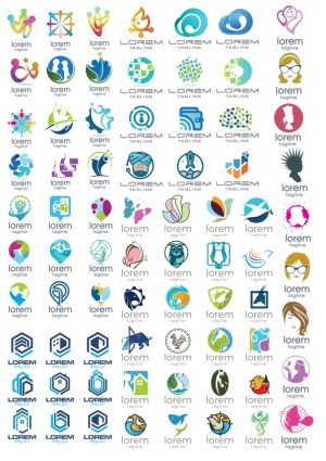 Collection of Colorful Abstract and Iconic Vector Logos Free Vector