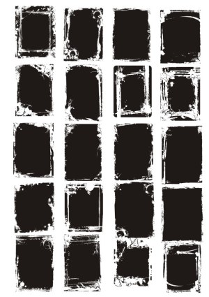 Set of 20 Distressed Grunge Rectangular Frames Free Vector