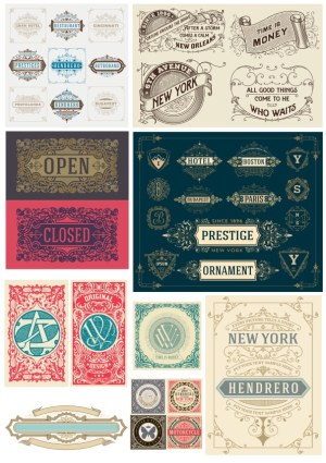 Vintage Ornamental Labels and Decorative Banners Collection Free Vector