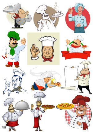 Cartoon Chef Characters and Pizza Illustrations Collection Free Vector