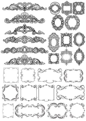 Ornate Vintage Decorative Frames and Borders Collection Free Vector