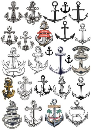 Collection of Nautical Anchor Vector Designs Free Vector