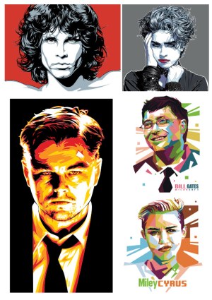 Colorful and Monochrome Pop Art Style Portraits Free Vector