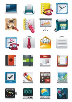 Business and Office Vector Icon Set Free Vector