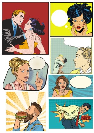 Pop Art Comic Style Emotional Scenes Collection Free Vector
