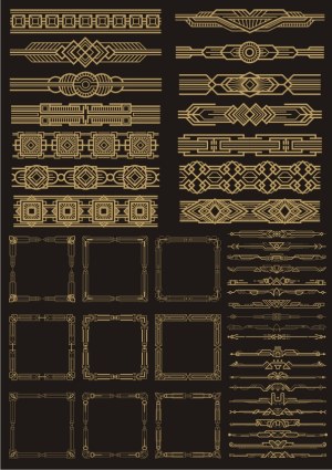 Art Deco Geometric Borders and Square Frames Free Vector