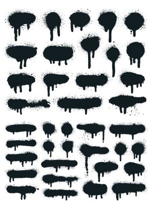 Set of Black Dripping Paint Splatter Vector Shapes Free Vector