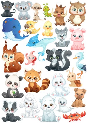 Cute Cartoon Animal Characters Collection Free Vector