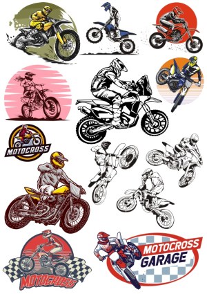 Motocross Dirt Bike Rider Vector Illustrations and Logos Free Vector