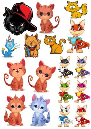 Cute and Funny Cat Character Vector Collection Free Vector