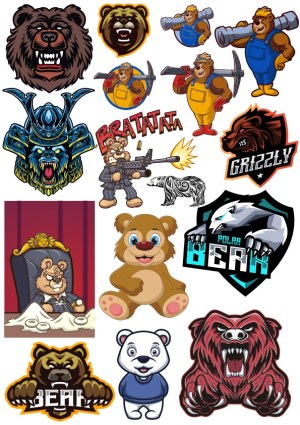 Collection of Bear-Themed Cartoon and Emblem Vectors Free Vector