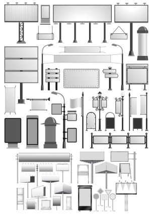 Collection of Blank Outdoor Advertising and Street Sign Vectors Free Vector