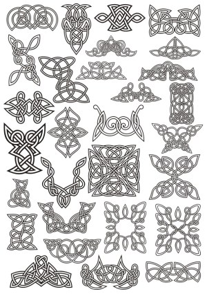 Collection of Black and White Celtic Knot Vector Designs Free Vector