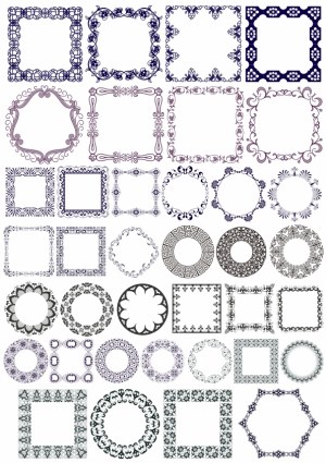 Ornate Decorative Circular and Square Vector Frames Collection Free Vector